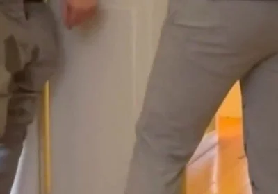 Desperate Boy Left Outside by His Flatmate Wets Himself and Then Gets His Revenge