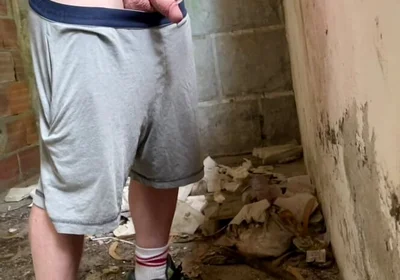 Boy Caught Pissing Handsfree in an Abandoned Building