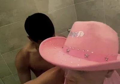 Femboy Gets Fucked by a Stranger in the Bathroom of the Hotel Where She Is on Vacation with Her Family