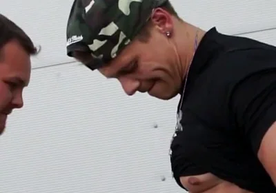 Chubby Dude Gets Challenged for Arm Wrestling