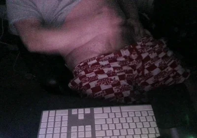 Night Time Masturbation Tease at My Computer with the Webcam on and the Night Time Ready for Action