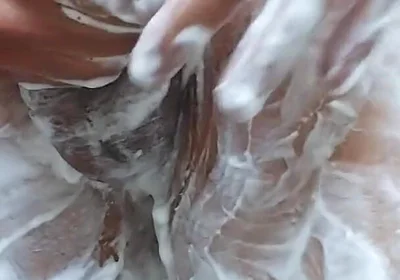 Standing Shaving in Bathroom and Cumshot