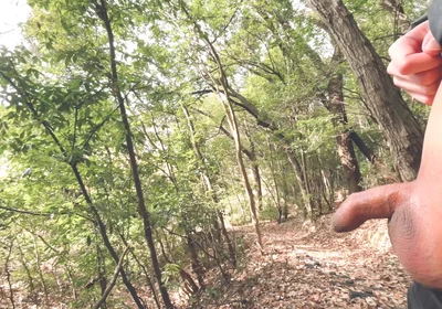 A Boy with a Small Foreskin Pees a Huge Stream Outdoors