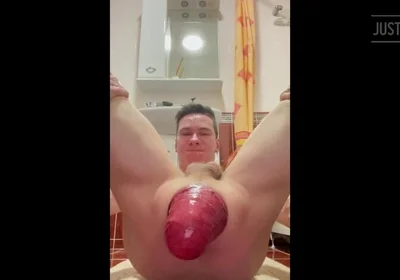 Huge Anal Prolapse in the Bathroom in Different Poses