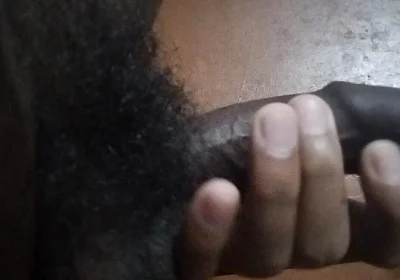 Masturbating,rubbing, and Slapping My Hairy Uncut Black Cock After Long Time