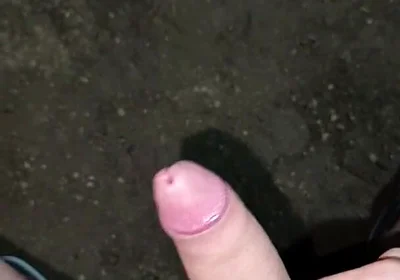Outdoors at Night, Peeing and Hot Cumshot