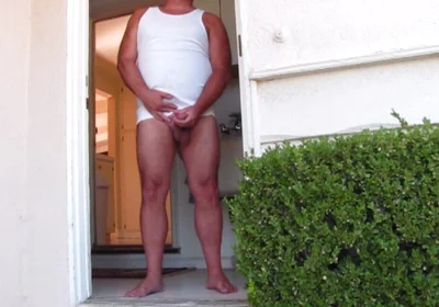 Side Door Jerkoff and Cum