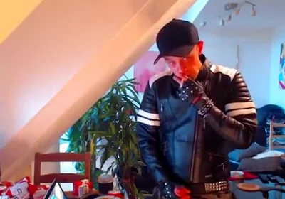 Leather boi smoke chaining cock wanking cum load