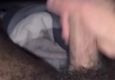Hairy Black Man Jerking off Before Bed