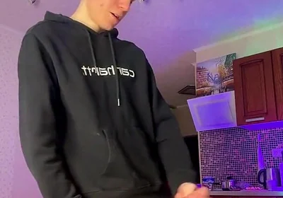 Skinny Boy Making a Huge Mess with His Thick Dick