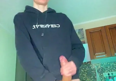 Watch This Young Student Shoot a Thick Load of Cum