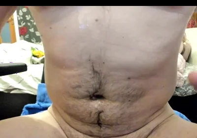 Big cumshot on my big belly