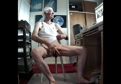 Low Angle Strip with Close up Cum Shot on Web Cam