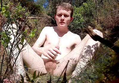 Naked in the Forest Jerking off