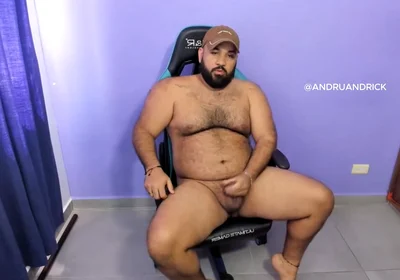 Bear Masturbating in the Studio