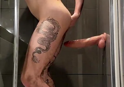 Hungry Locked Bottom Playing with Huge 10 Inches Monster Dildo