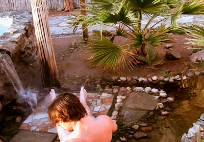 Cooling Down with His Uncut Cock