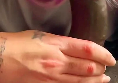 Sexy Trav Sucks My Big Cock Gently and Roughly