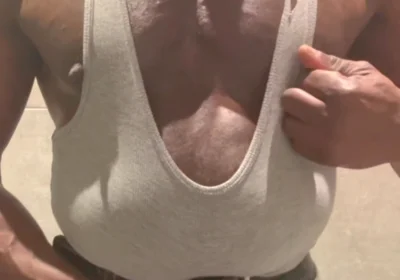 Black Muscle Stepdad Revealing Singlet Bate Cum Post Gym Shower