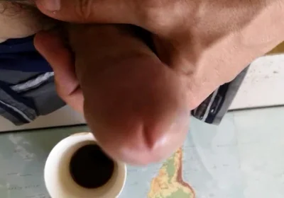 Hot Guy Jerking off to Put Some Milk in His Coffee