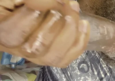 Stroking My Big Black Oilied Cock