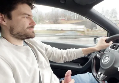 Almost Crashed the Car When I Jerked Him off and Him After His Orgasm