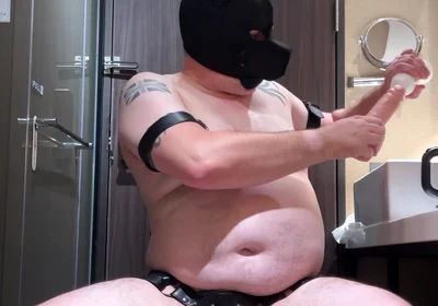 Dark Barker Dildo Pump and Cum