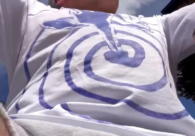 He's just riding his bike in a sweatshirt and no underwear...