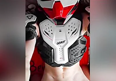 Guy In Motocross Gear And Mxhelmet Jerks Off And