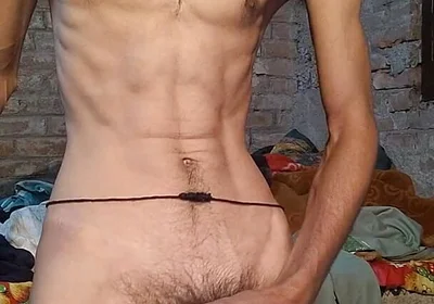 Horny Boy Play with Big Cock in Bedroom