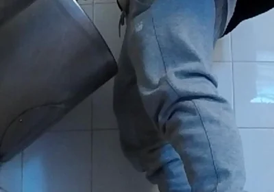 Amateur Boys in Sneakers Wank and Try Handjob in Public Toilets' Urinal