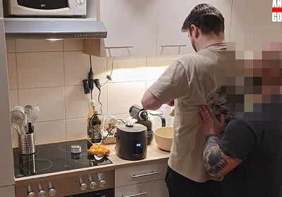 Straight Curious Guy Steven First Time Getting Fucked Bareback After Mutual Blowjob in the Kitchen