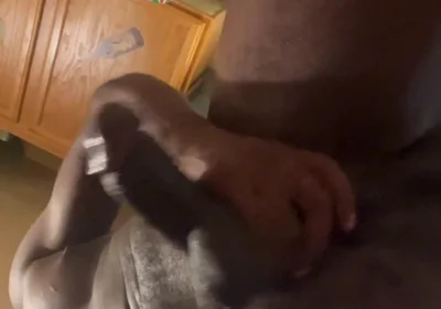 Swinging Teaseing Stroking My Big Black Cock in the Kitchen