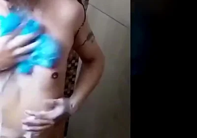 Post-workout Gym Shower: Athletic Guy Naked in Soap and Quick Tease