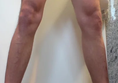 Young Cock Dripping on the Bathroom Tiles in the Morning