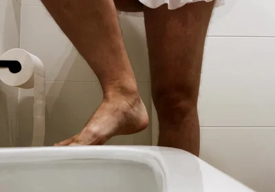 Crossdresser Con Un Gran Trasero En Minifalda Está Orinando