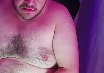 Clean Gay Bear Smoking Clouds on Desktop While Ihes Working From Home-1