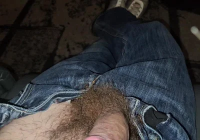 Wanking My Big Dick in Jeans, Topless, Spitting, Cumshot