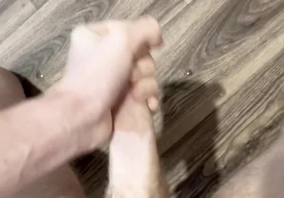 Twink - Long Cumshot. Horny Cumshot Explosion, Cum on the Floor, Hairy Legs, Arms and Hot Abs.