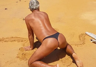 Ladysilva Femboy on the Beach in Panties That Sexy and Hot Ass