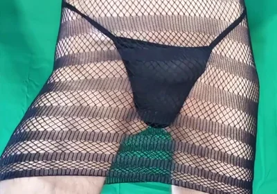Black Fishnet Dress with and Without G-string!