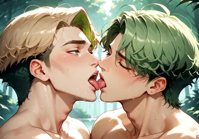 Green-haired Forest Muscles: Gay Cum Shot