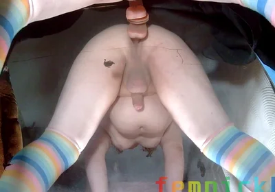 Fat Sissy Femboy Playing with His Little Toy