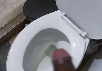 Stroking My BBC Peeing in the Toilet POV