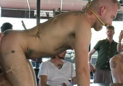 Two Hairy Sluts Get Used In A Bar Full Of Horny Strangers - Christian Wilde And Nick Moretti