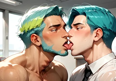 The Teal-haired Muscle Lover Fills the Office Orgy Quota with His Freshest Honey - Wow, First-time XXX!