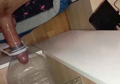 The Stud with the Big Cock Is Eager to Fuck an Ass, Cumshot in the Mouth of the Bottle!