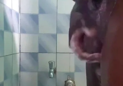20y BBC Nasty Jerking off in His Shower Cleaning up His Cock