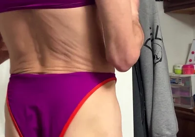 Crossdresser Cdmichelle Wearing Pink Bikini Got From Thrif Store