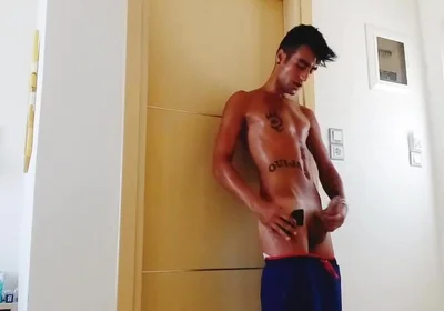 Roommate Is Showering Meanwhile I Cum in His Used Sock - Oily Body